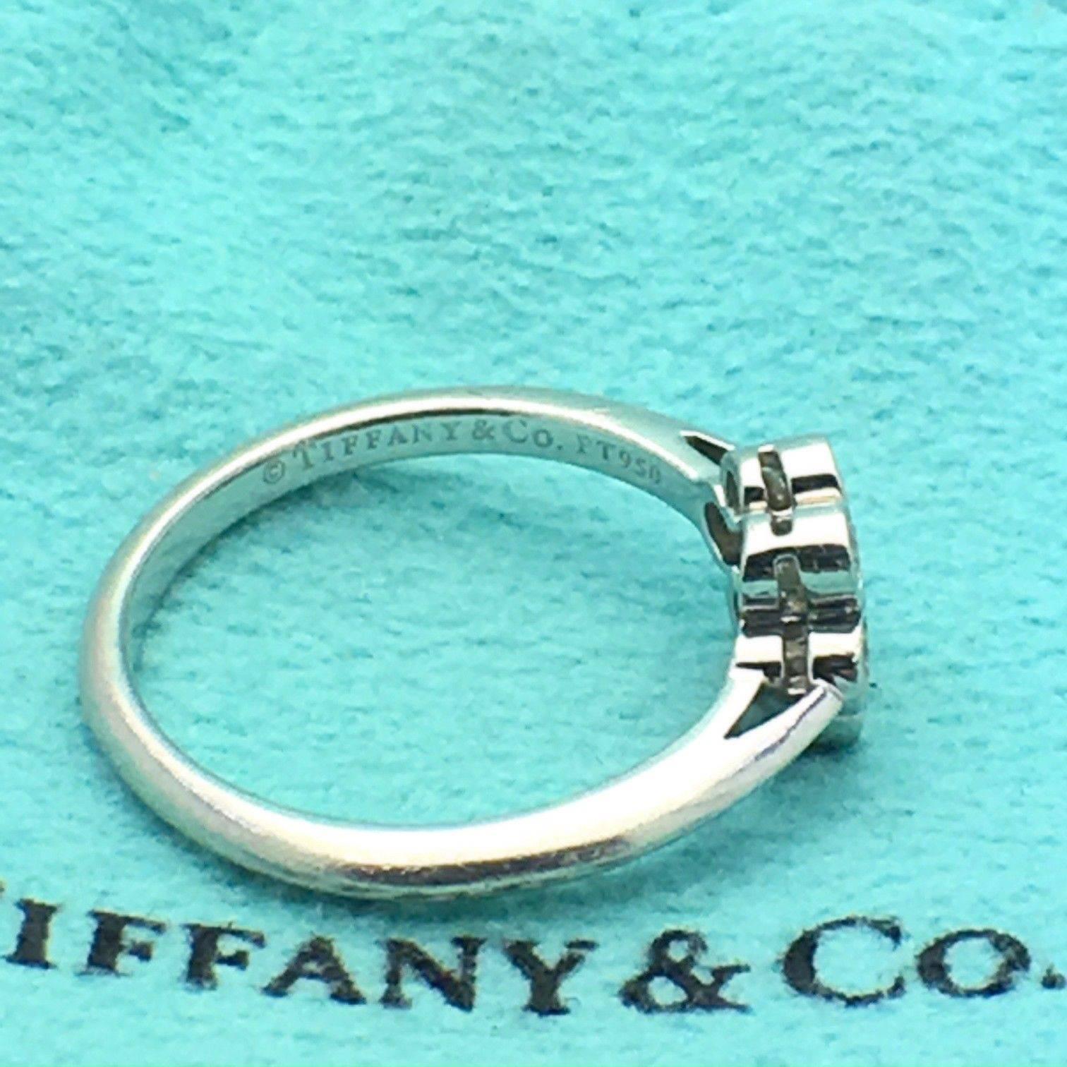 Round Cut Tiffany & Co. Round Brilliant 0.30 Carat F VVS Diamond Flower Ring in Platinum For Sale