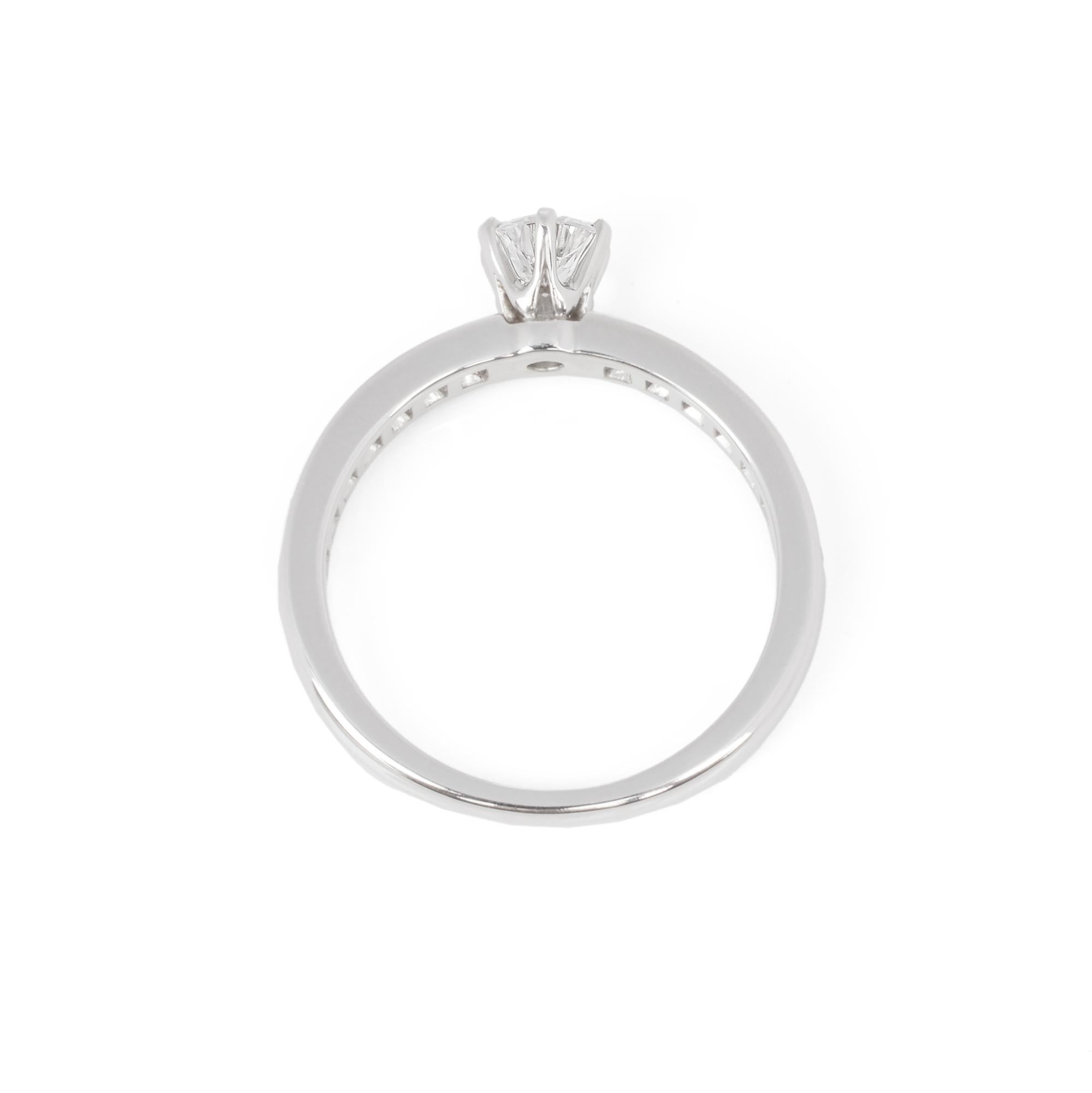 Round Cut Tiffany & Co. Round Brilliant 0.30CT Solitaire Diamond Band Ring For Sale