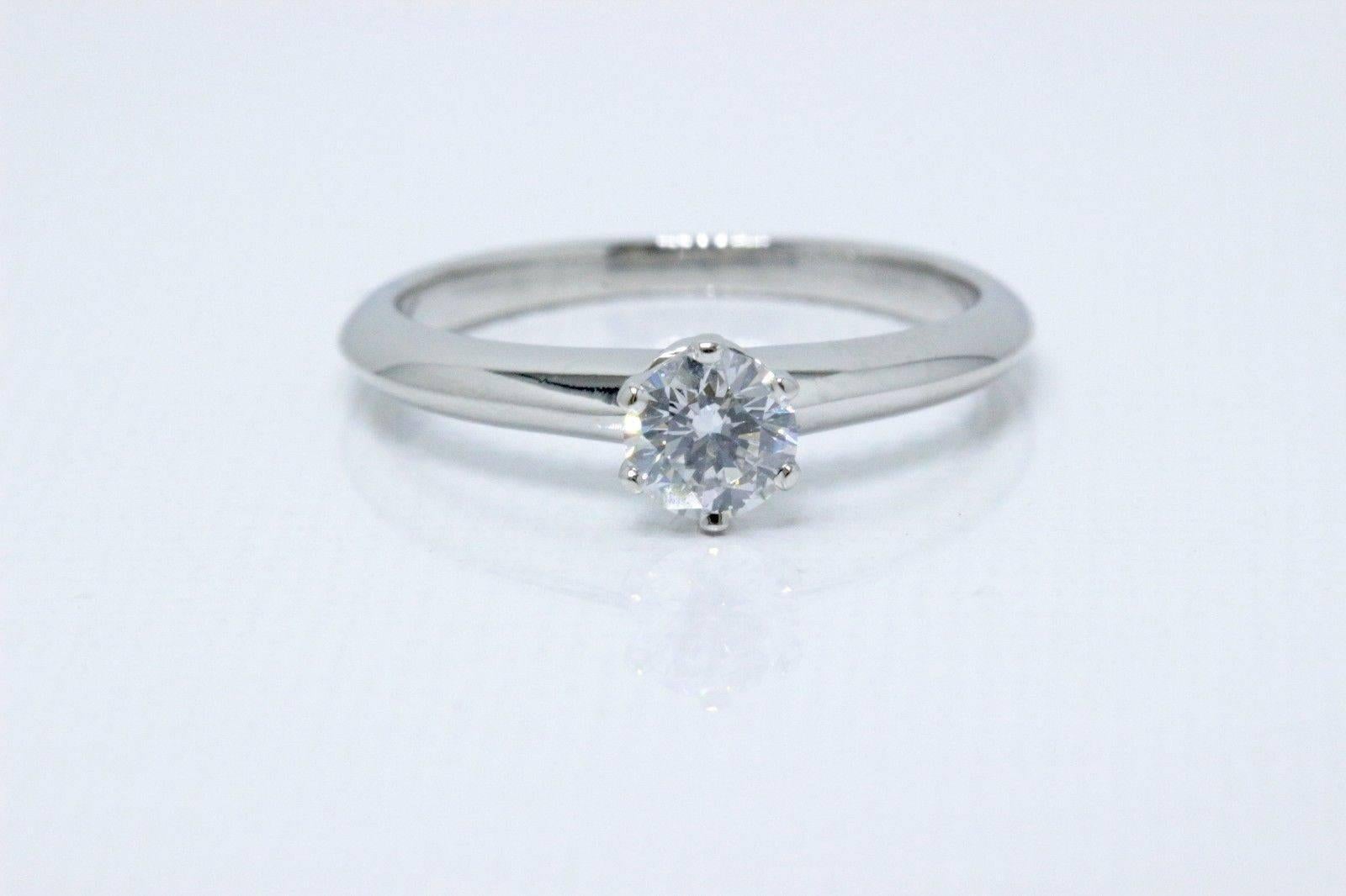 Round Cut Tiffany & Co. Round Brilliant 0.32 Carat Diamond and Platinum Engagement Ring