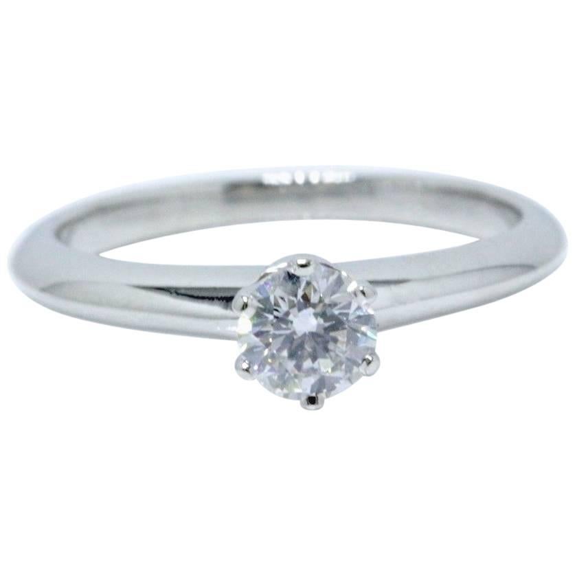 Tiffany & Co. Round Brilliant 0.32 Carat Diamond and Platinum Engagement Ring