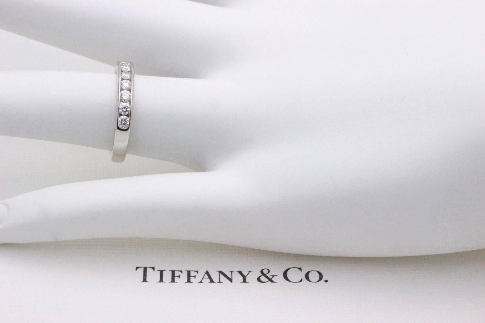 Tiffany & Co. Round Brilliant Diamond Wedding Band Ring Platinum 2.5 MM For Sale 4