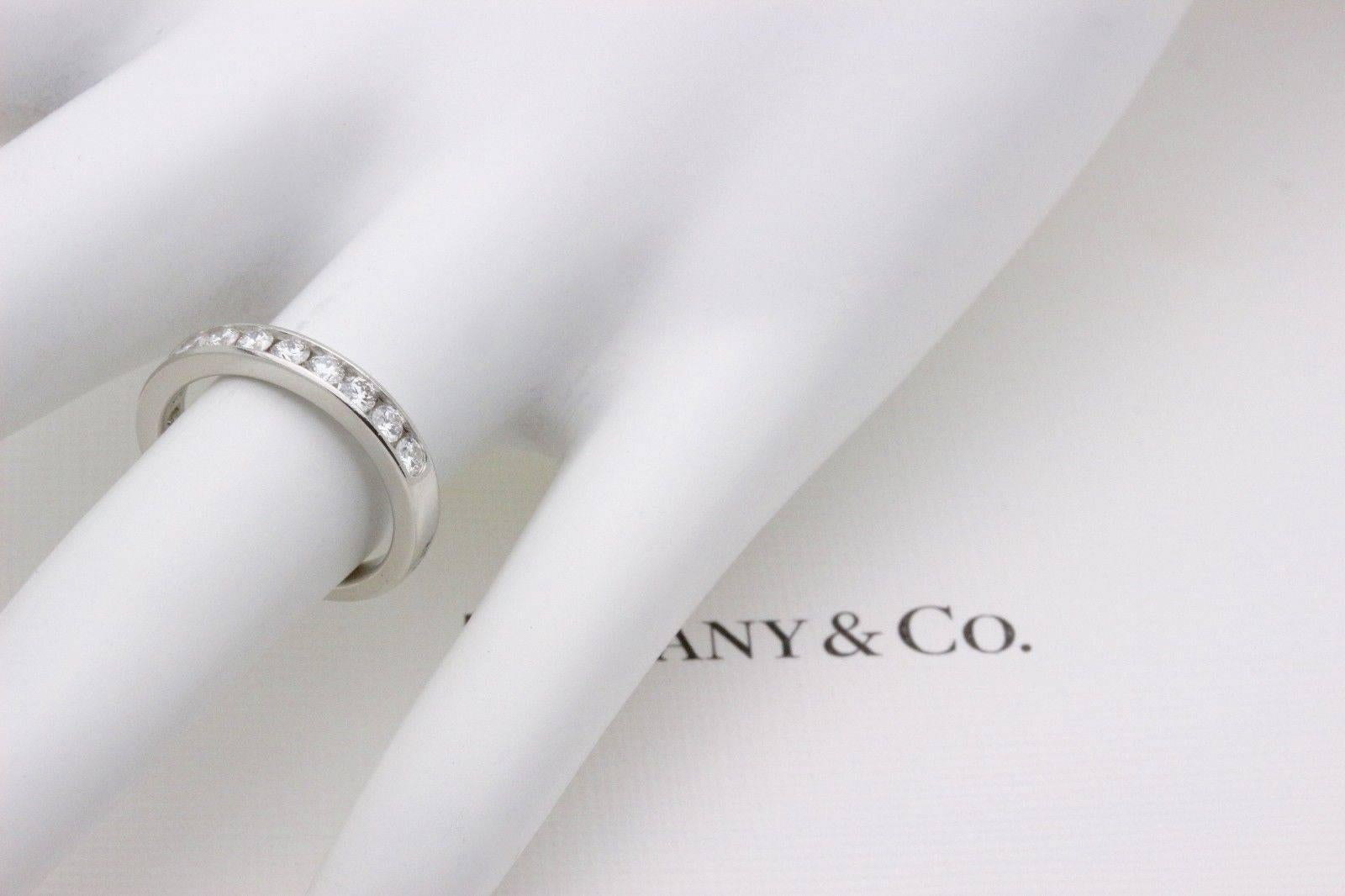 Tiffany & Co. Round Brilliant Diamond Wedding Band Ring Platinum 2.5 MM For Sale 5