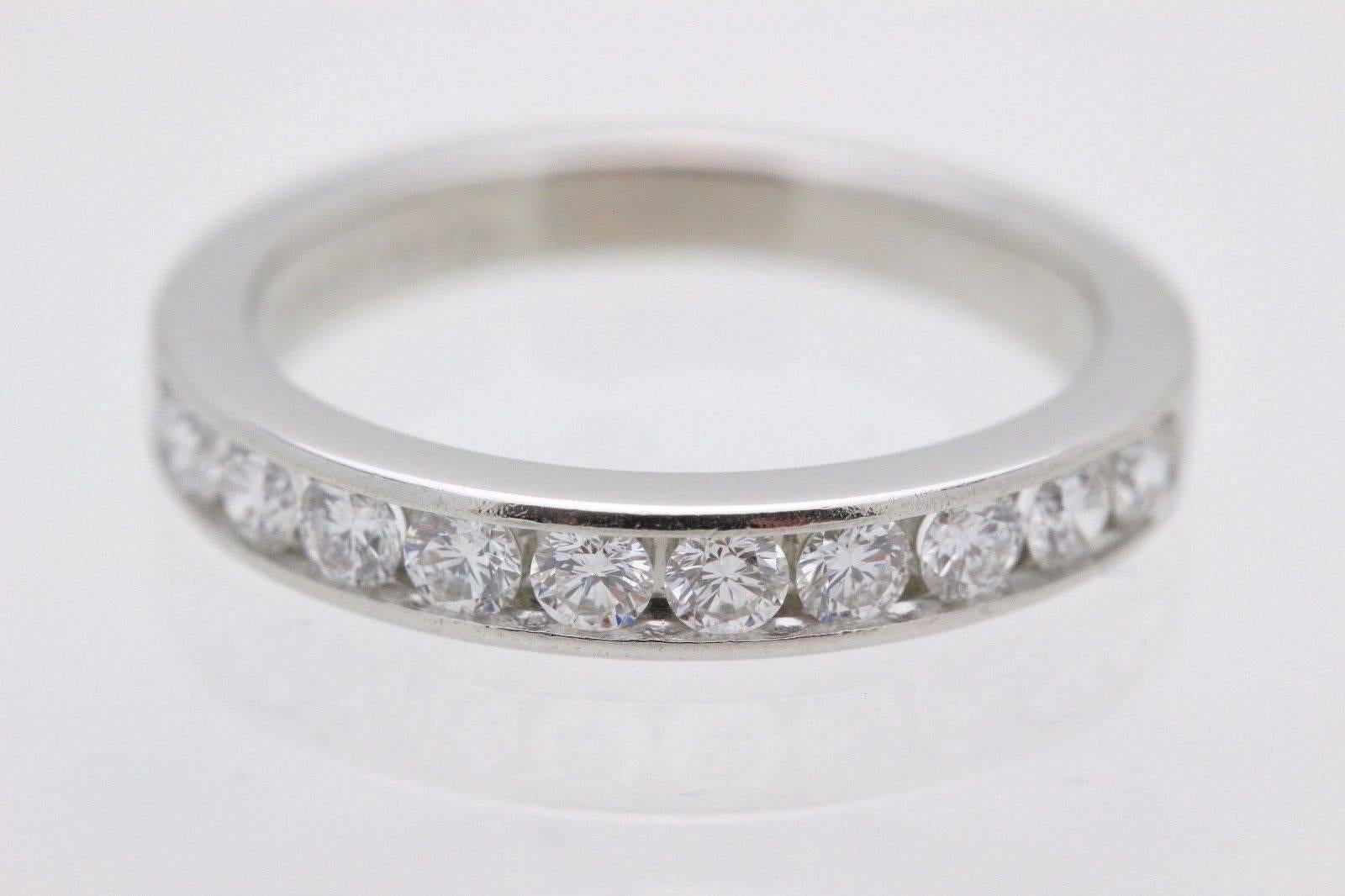 Round Cut Tiffany & Co. Round Brilliant Diamond Wedding Band Ring Platinum 2.5 MM For Sale