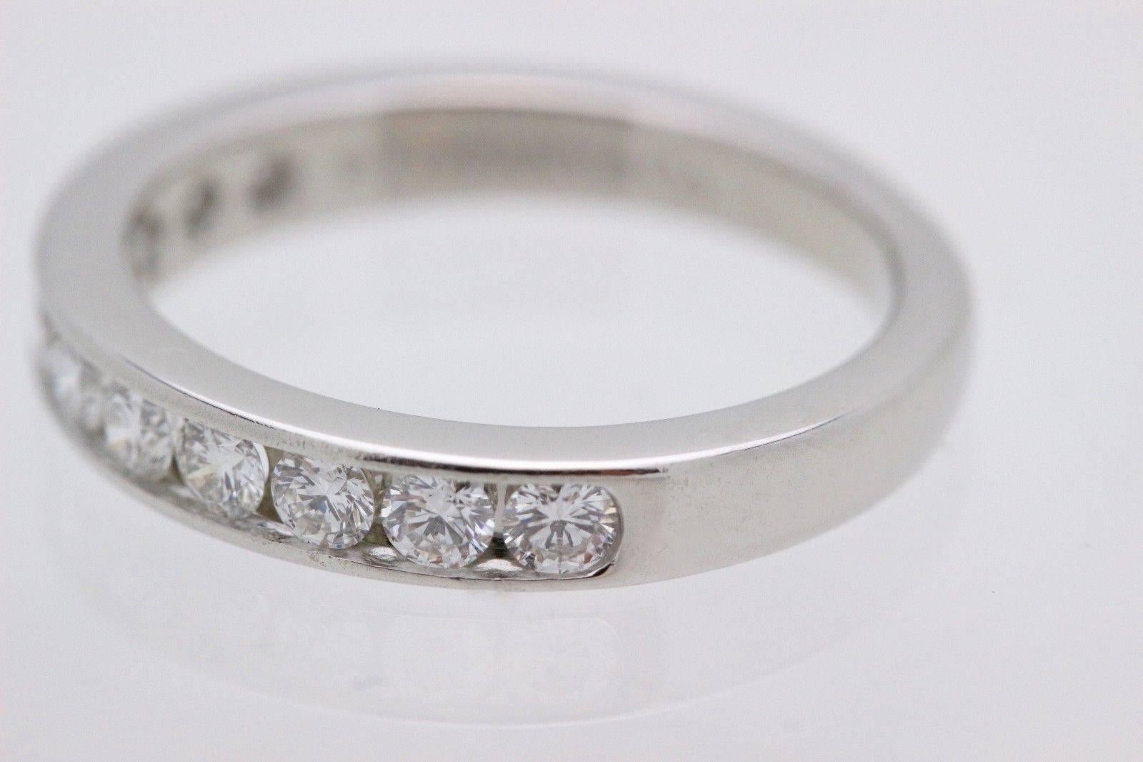 Tiffany & Co. Round Brilliant Diamond Wedding Band Ring Platinum 2.5 MM In Excellent Condition For Sale In San Diego, CA