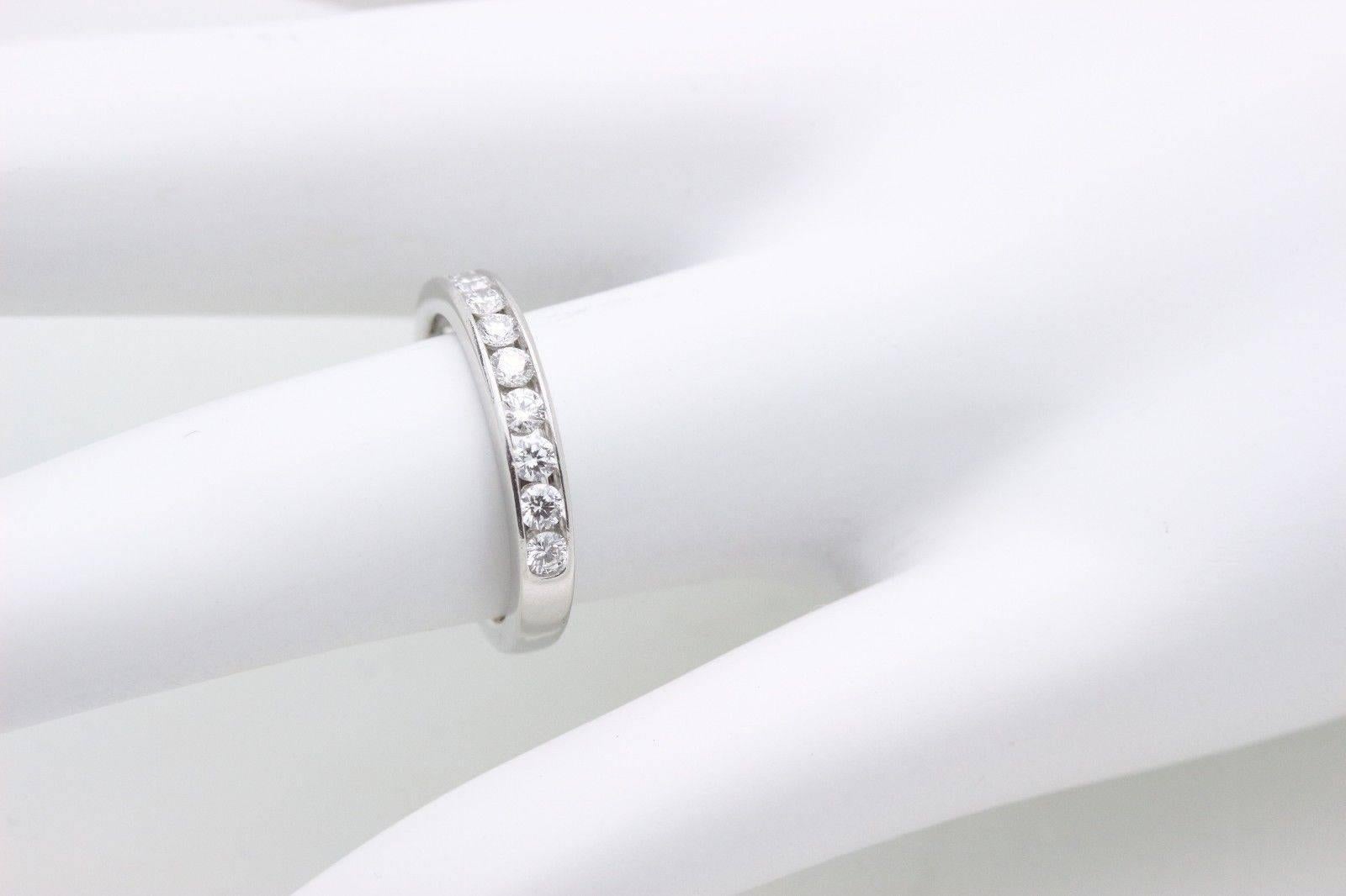 Women's Tiffany & Co. Round Brilliant Diamond Wedding Band Ring Platinum 2.5 MM For Sale