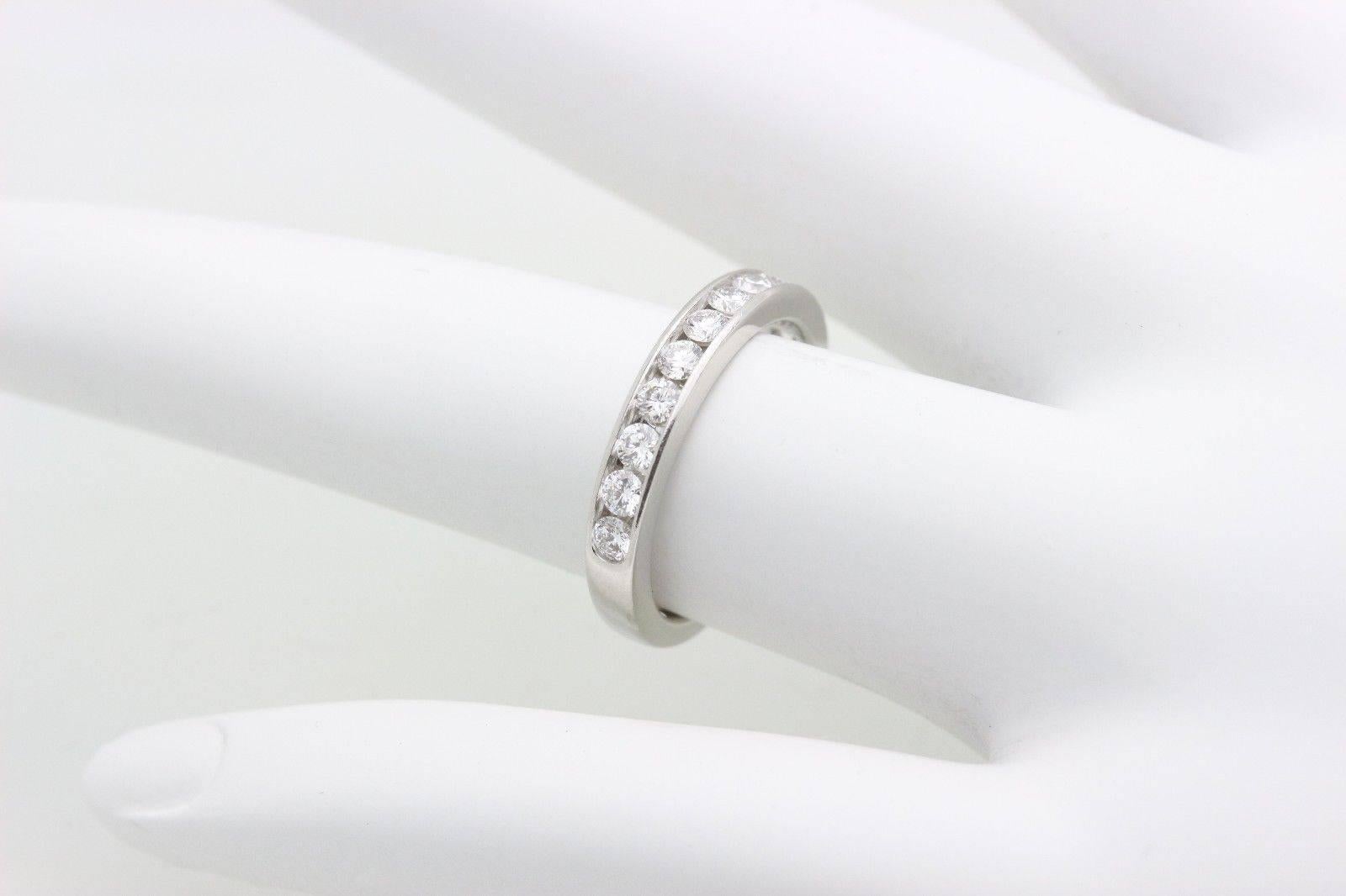 Tiffany & Co. Round Brilliant Diamond Wedding Band Ring Platinum 2.5 MM For Sale 1