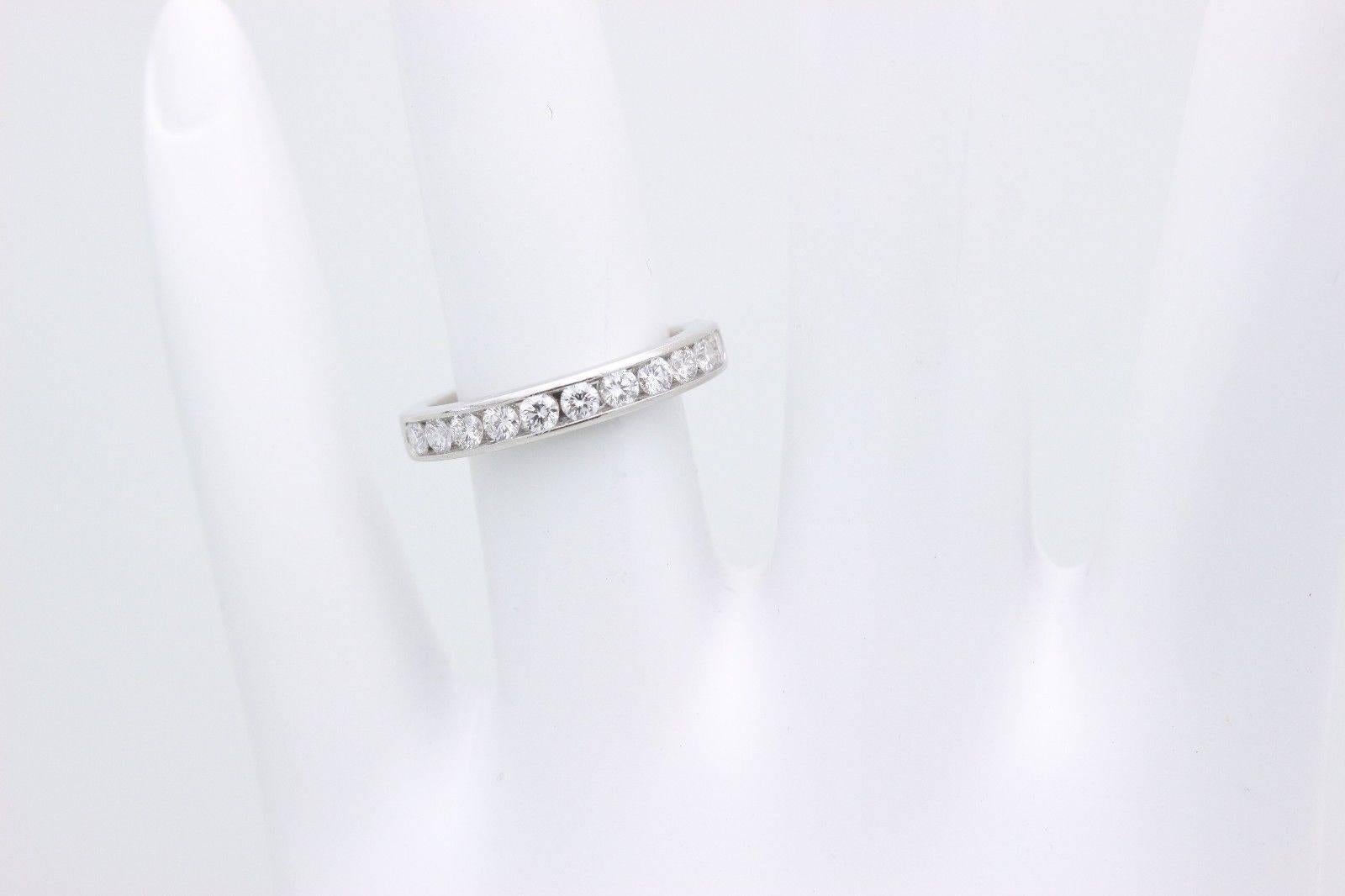Tiffany & Co. Round Brilliant Diamond Wedding Band Ring Platinum 2.5 MM For Sale 2