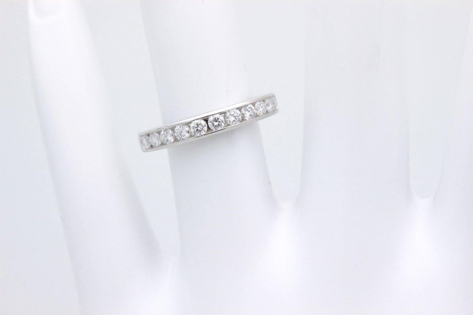Tiffany & Co. Round Brilliant Diamond Wedding Band Ring Platinum 2.5 MM For Sale 3