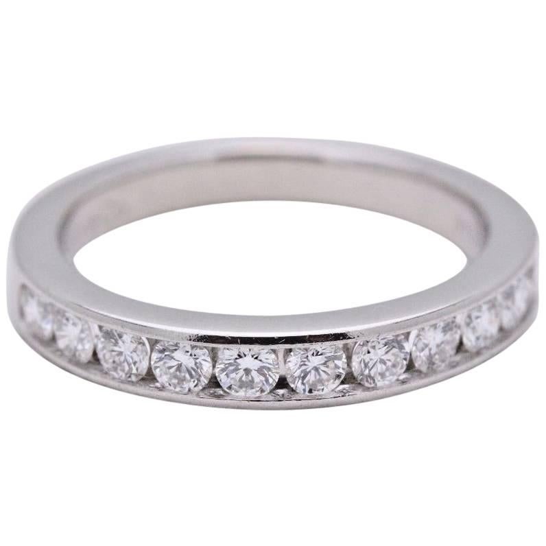 Tiffany & Co. Round Brilliant Diamond Wedding Band Ring Platinum 2.5 MM For Sale