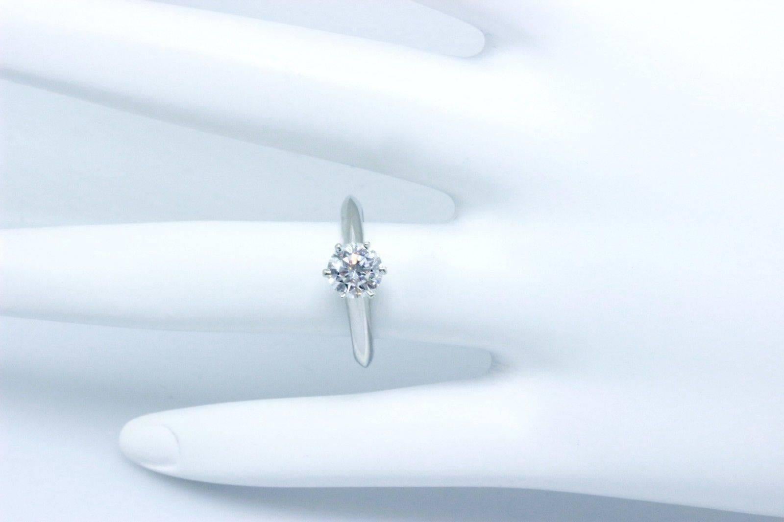 Tiffany & Co. Round Brilliant 0.70 Carat E VS1 Diamond Platinum Engagement Ring 1