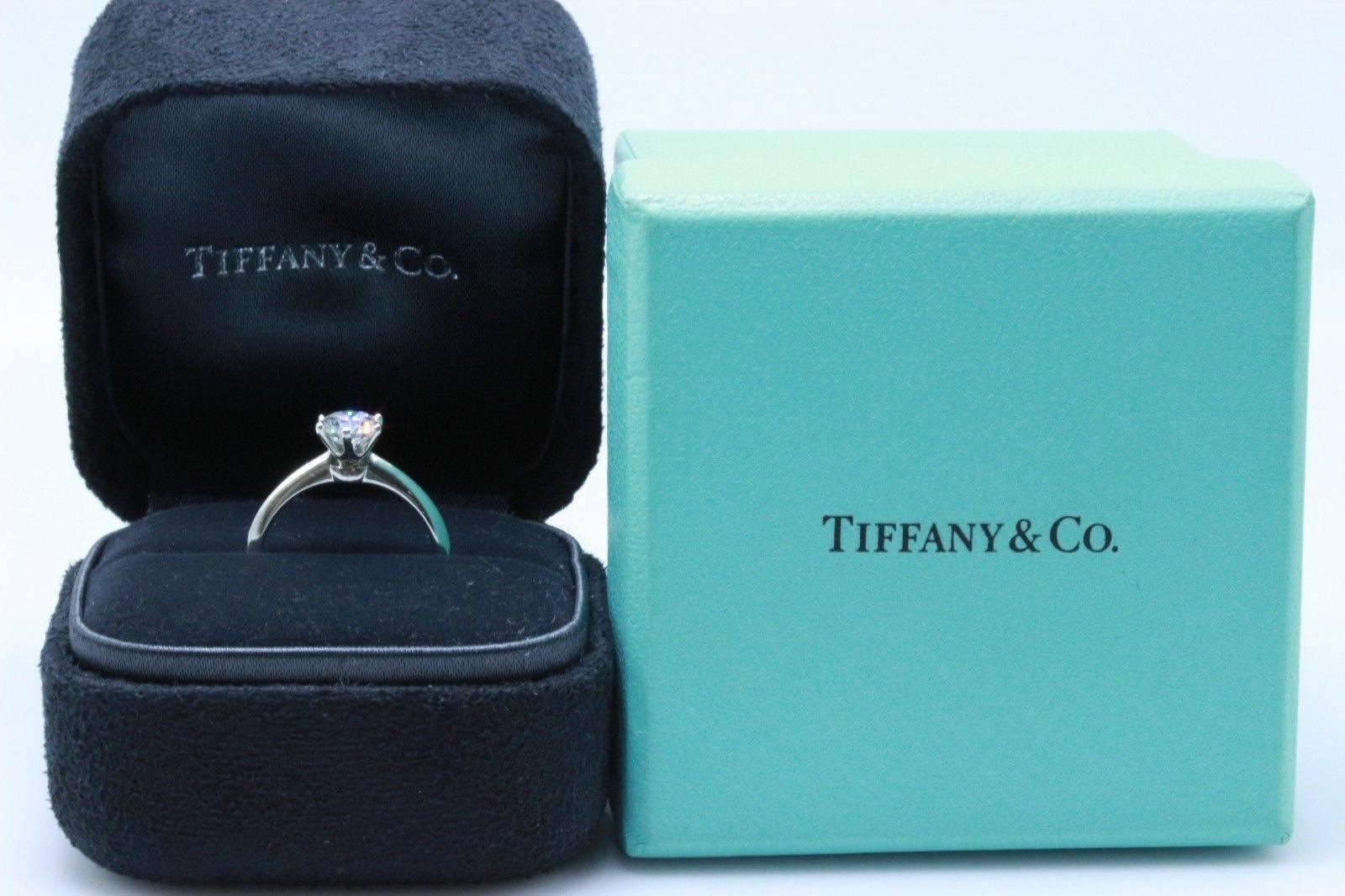 Tiffany & Co. Round Brilliant 0.70 Carat E VS1 Diamond Platinum Engagement Ring 2
