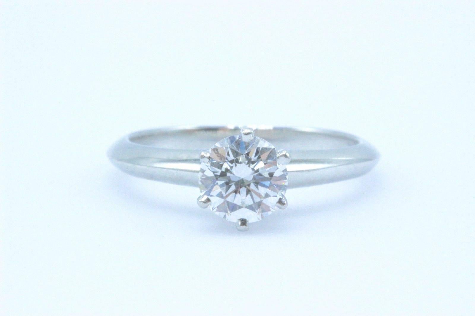 Modern Tiffany & Co. Round Brilliant 0.70 Carat E VS1 Diamond Platinum Engagement Ring