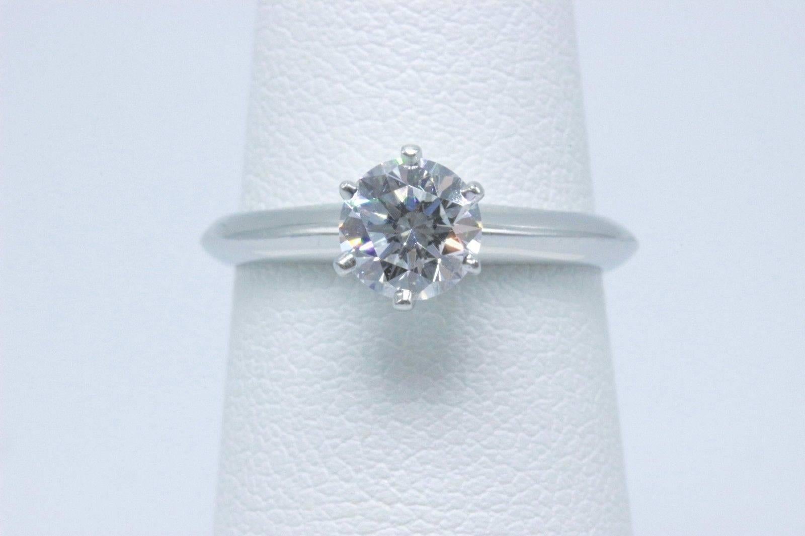 Tiffany & Co. Round Brilliant 0.70 Carat E VS1 Diamond Platinum Engagement Ring In Excellent Condition In San Diego, CA