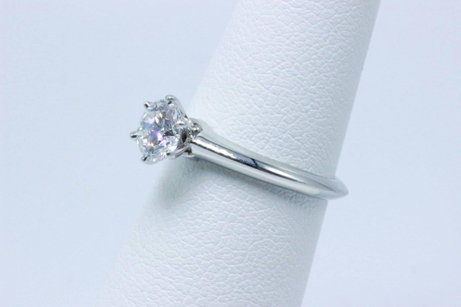 Women's Tiffany & Co. Round Brilliant 0.70 Carat E VS1 Diamond Platinum Engagement Ring