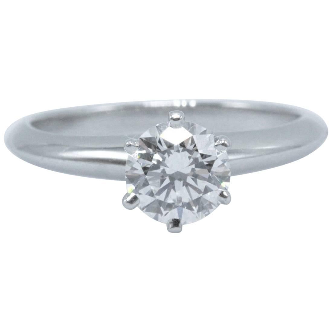 Tiffany & Co. Round Brilliant 0.70 Carat E VS1 Diamond Platinum Engagement Ring