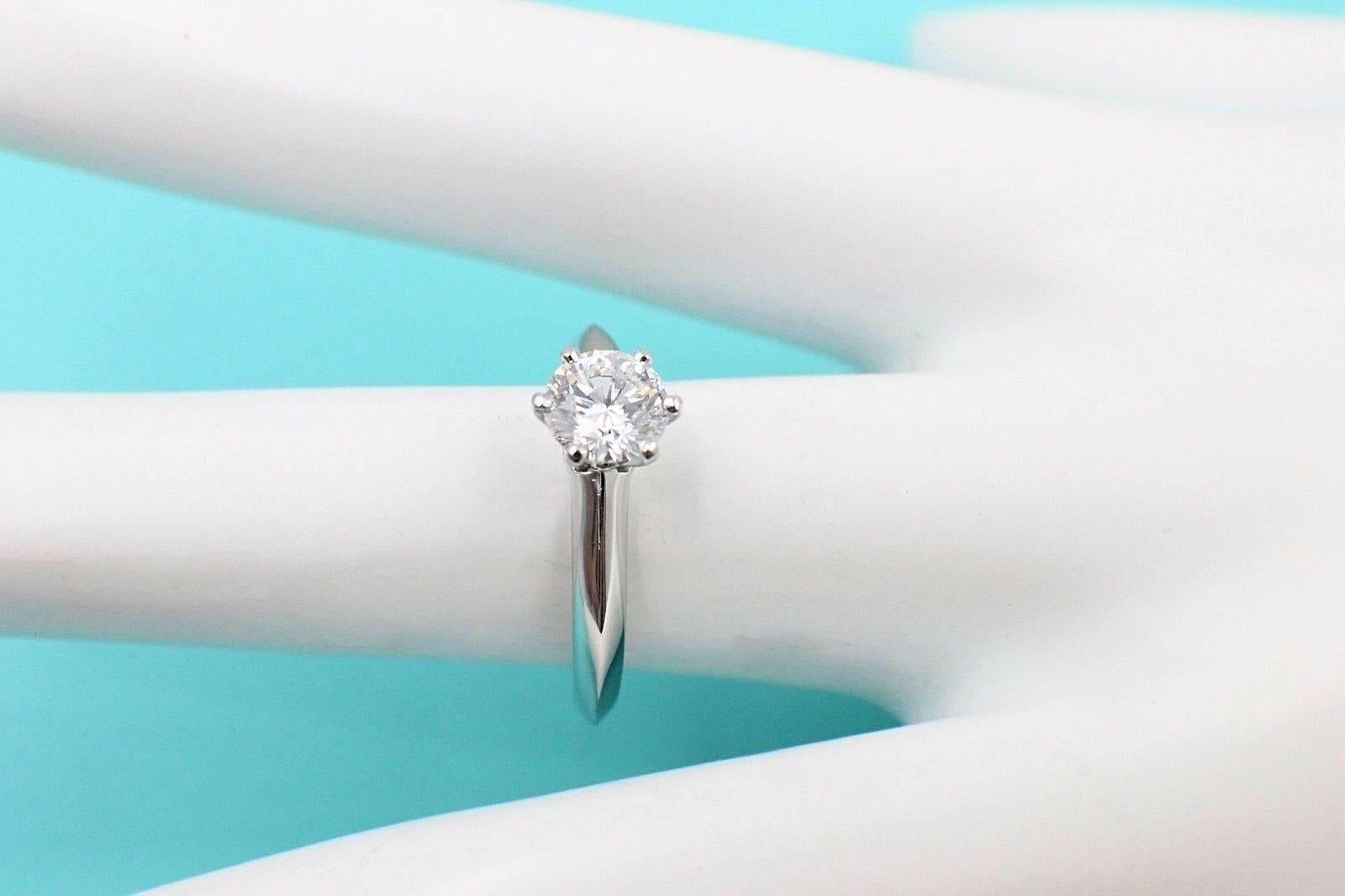 Tiffany & Co. Round Brilliant 0.70 cts H VVS2 Diamond Platinum Solitaire Ring In Excellent Condition In San Diego, CA