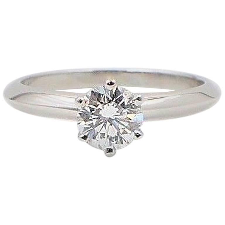 Tiffany & Co. Round Brilliant 0.70 cts H VVS2 Diamond Platinum Solitaire Ring