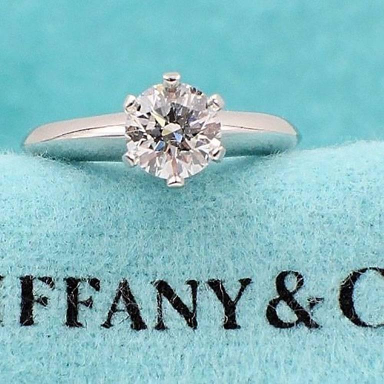 Tiffany & Co. Round Brilliant 0.75ct H VS1 Diamond & Platinum Engagement Ring 2