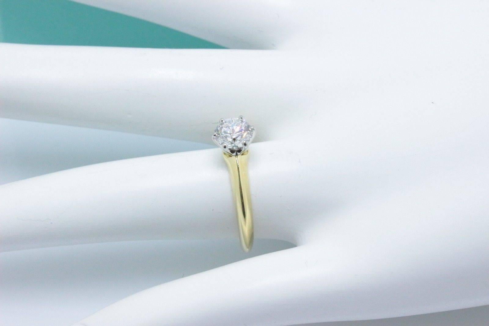 Tiffany & Co. Round Brilliant 0.80 Carat Diamond Engagement Ring 18 Karat Gold 2