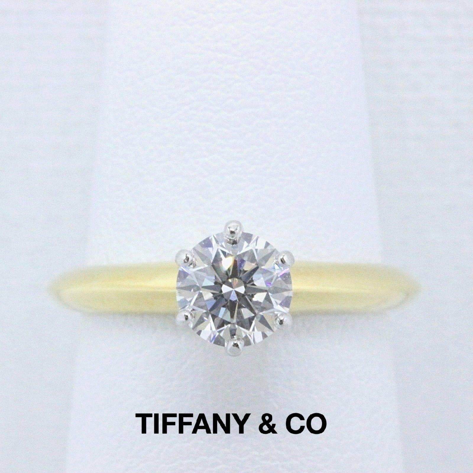Round Cut Tiffany & Co. Round Brilliant 0.80 Carat Diamond Engagement Ring 18 Karat Gold