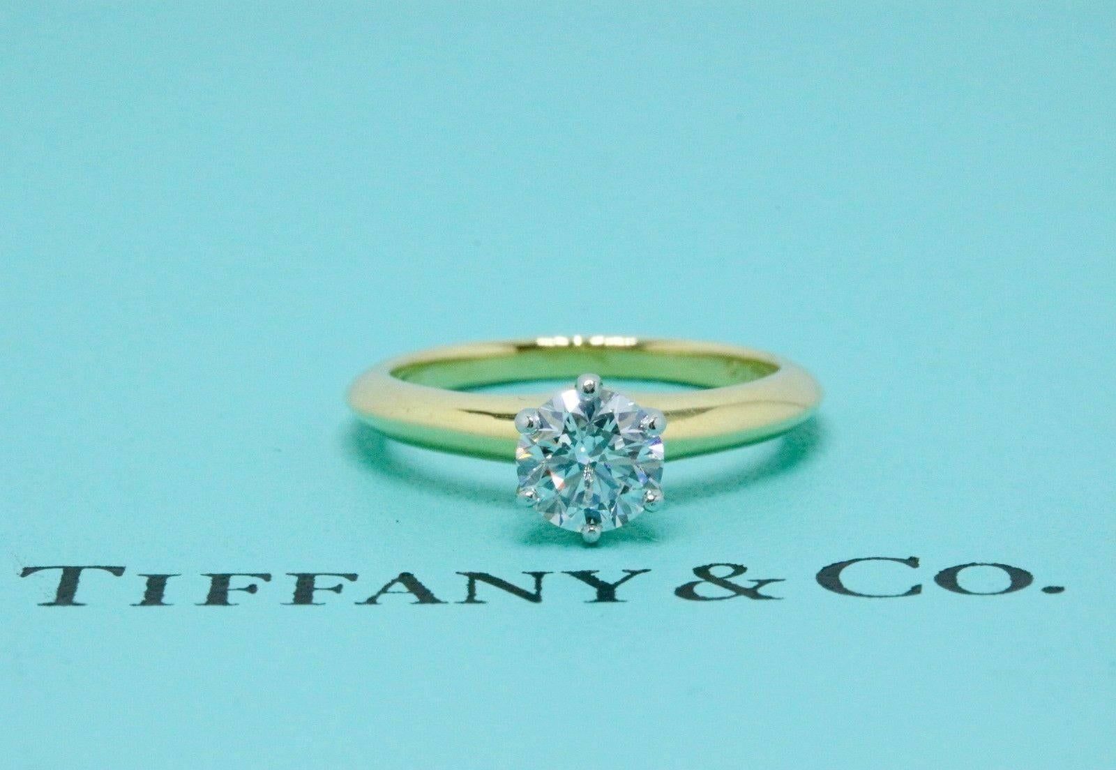 Women's Tiffany & Co. Round Brilliant 0.80 Carat Diamond Engagement Ring 18 Karat Gold