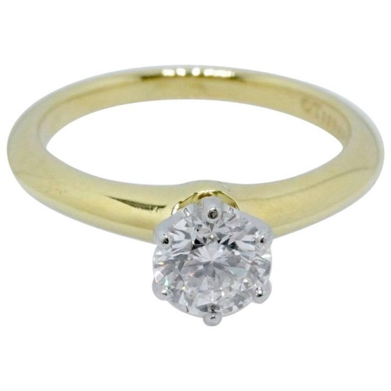 Tiffany and Co. Round Brilliant 0.80 Carat Diamond Engagement Ring 18 Karat  Gold at 1stDibs | 18 carat round engagement ring, 18 carat diamond ring,  0.80 carat diamond