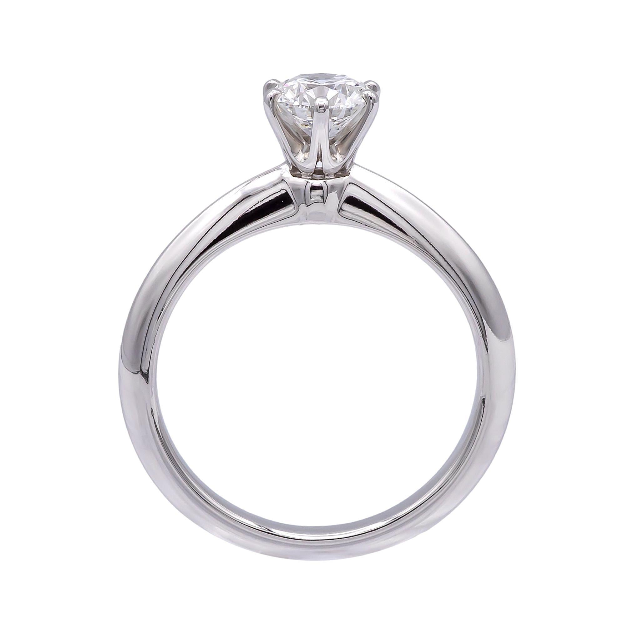 Tiffany & Co. Round Brilliant .53 ct H VS1 Diamond Solitaire Ring in Platinum For Sale 1