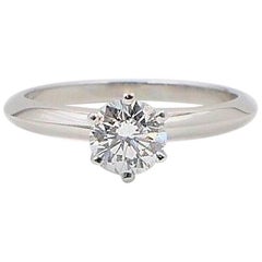 Vintage Tiffany & Co. Round Brilliant .70ct Diamond & Platinum Solitaire Engagement Ring