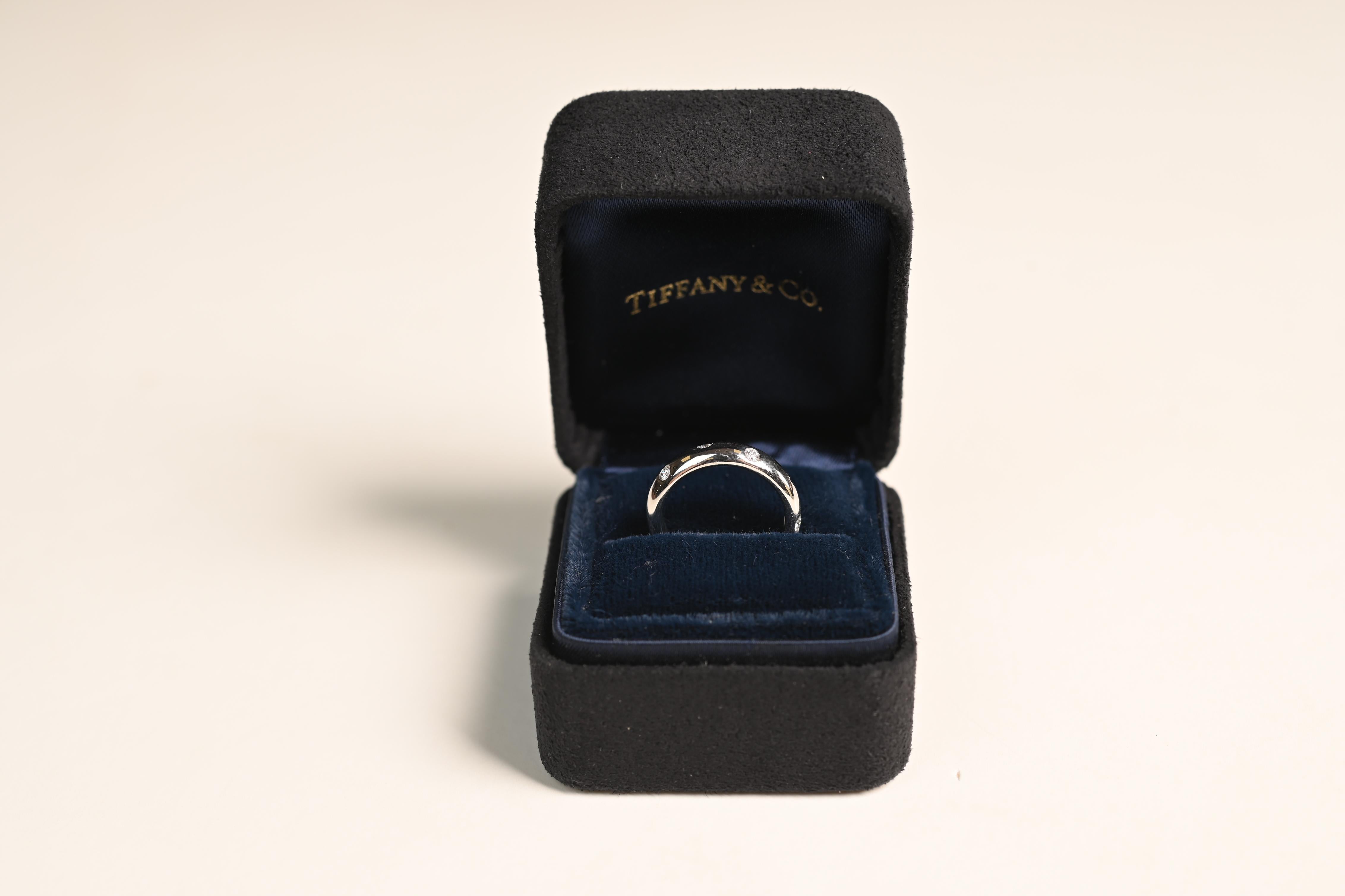 Art Deco Tiffany & Co. Round Brilliant Cut Diamond Band (Approx. 0.20-Carats), Platinum For Sale