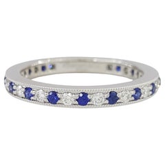  Tiffany & Co Round Brilliant Cut Diamond & Blue Sapphire Band Ring