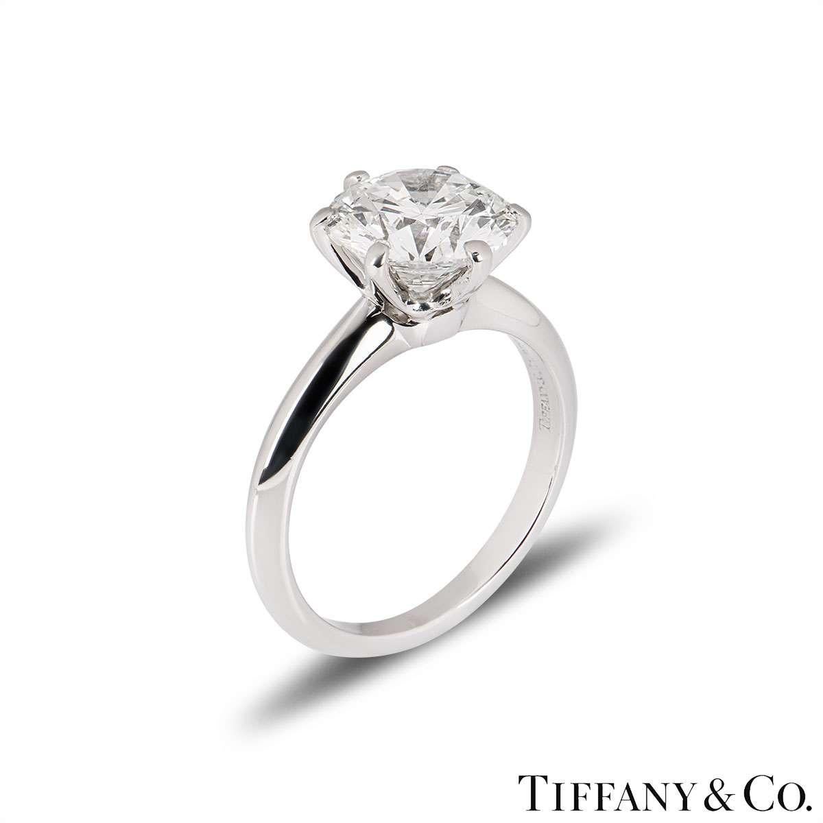 Round Cut Tiffany & Co. Round Brilliant Cut Diamond Ring 2.35 Carat GIA Certified