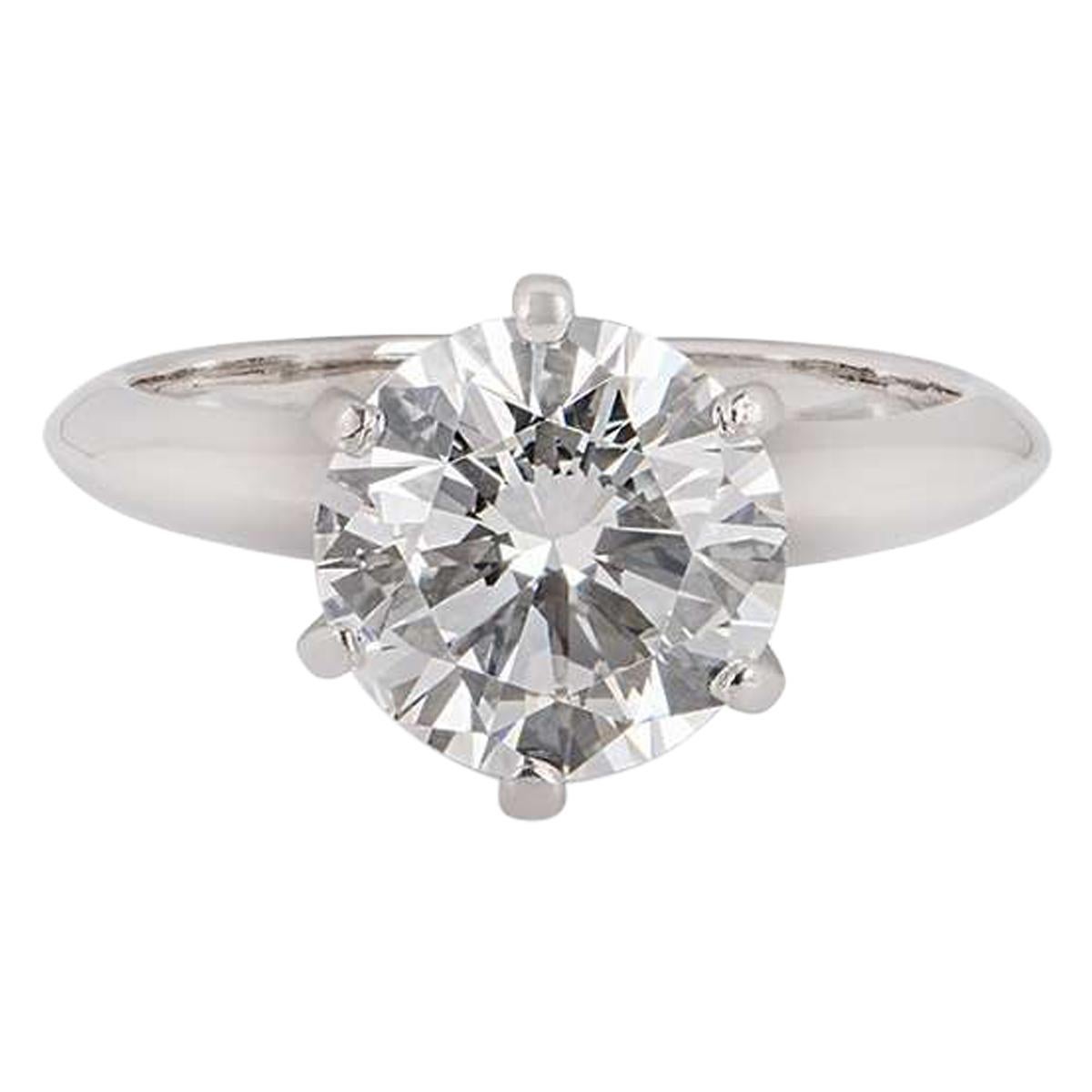 Tiffany & Co. Round Brilliant Cut Diamond Ring 2.35 Carat GIA Certified