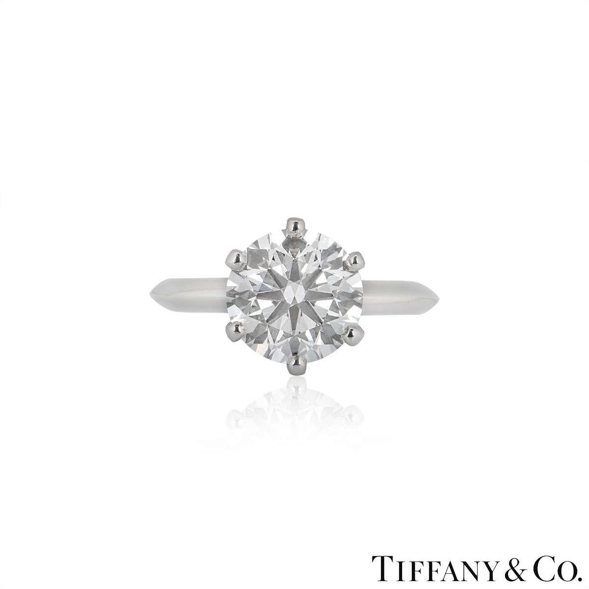 Round Cut Tiffany & Co. Round Brilliant Cut Diamond Ring 2.61 Carat GIA Certified