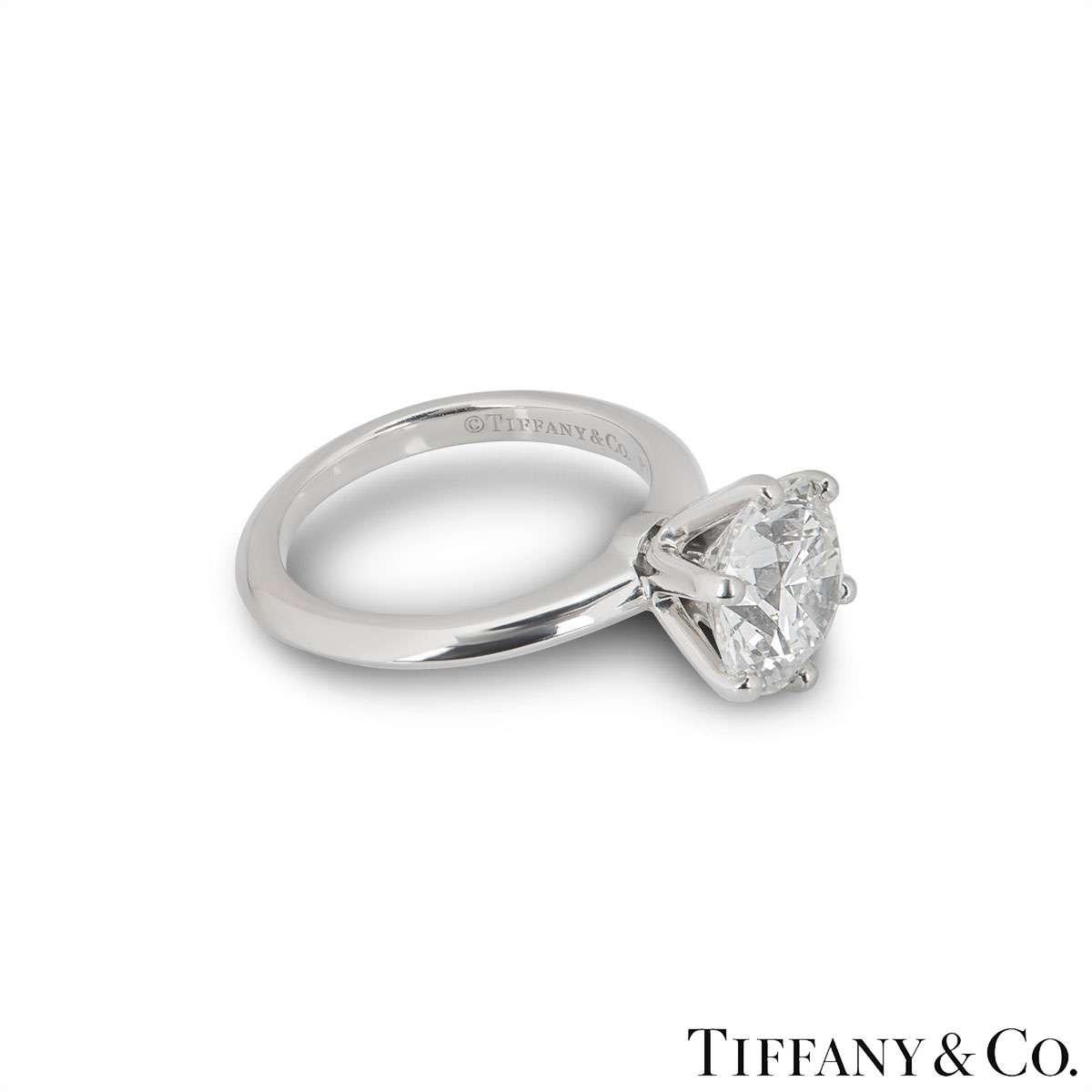 Women's Tiffany & Co. Round Brilliant Cut Diamond Ring 2.61 Carat GIA Certified