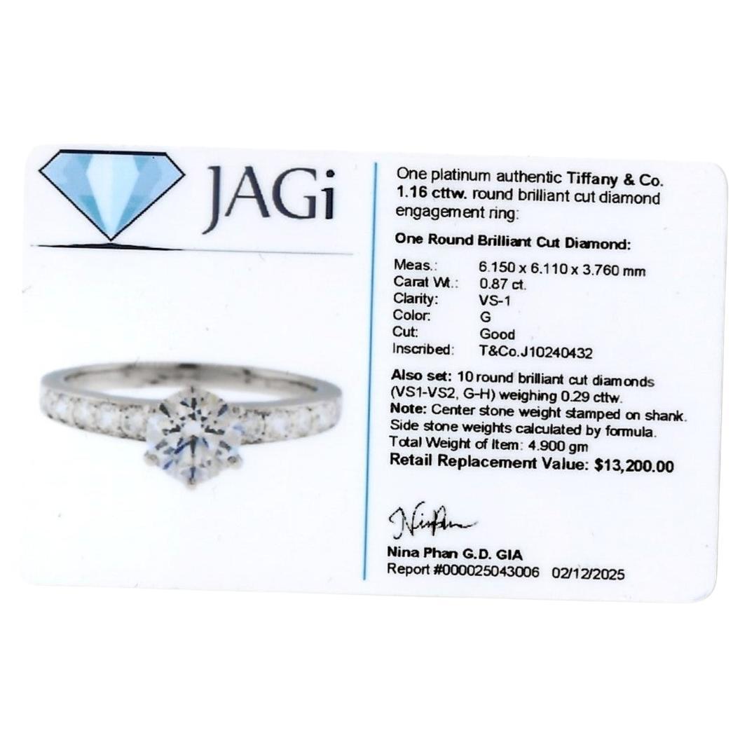 Tiffany & Co. Round Brilliant Cut Diamond Engagement Ring in Polished Platinum For Sale 6