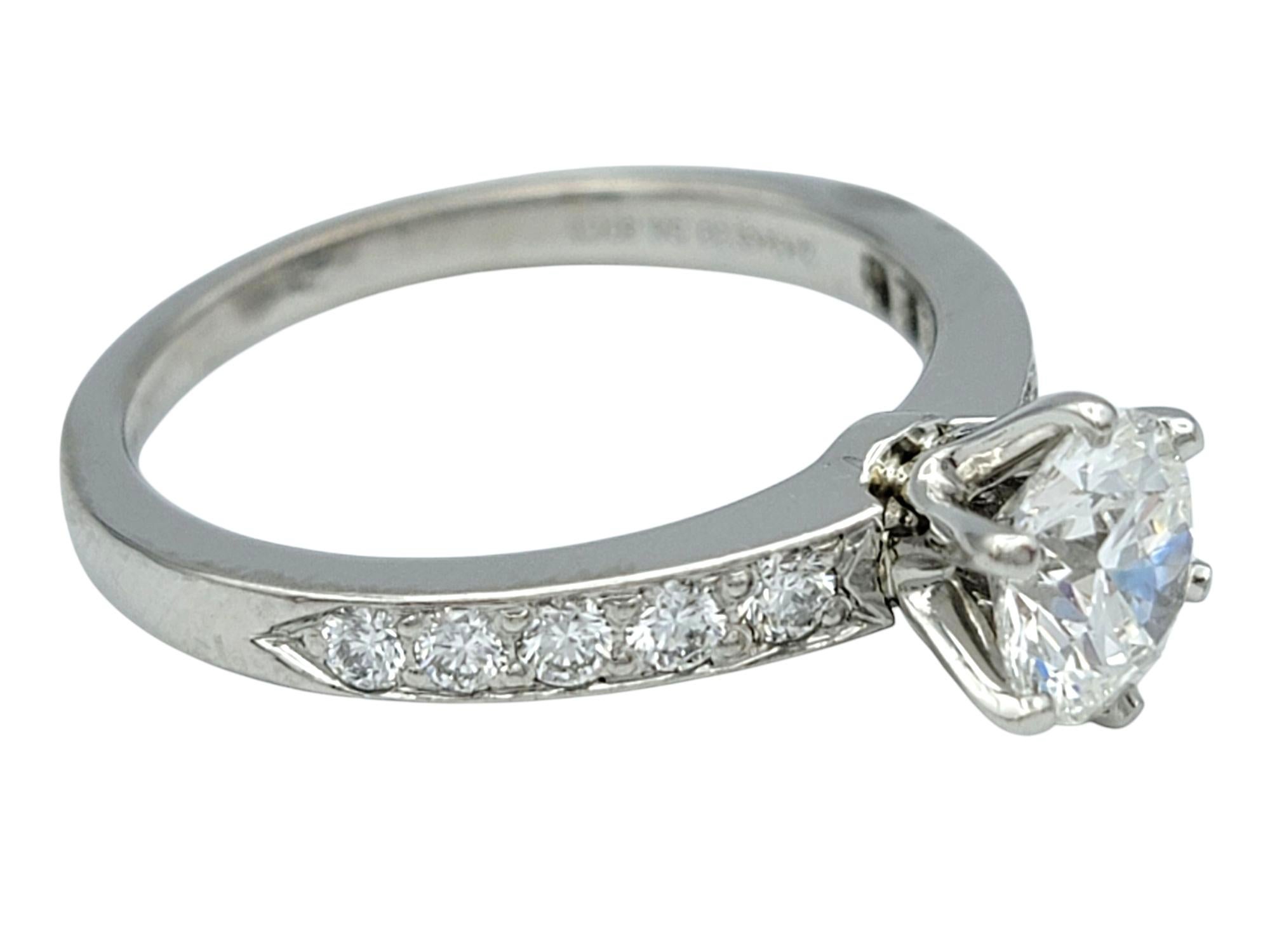 Contemporary Tiffany & Co. Round Brilliant Cut Diamond Engagement Ring in Polished Platinum For Sale