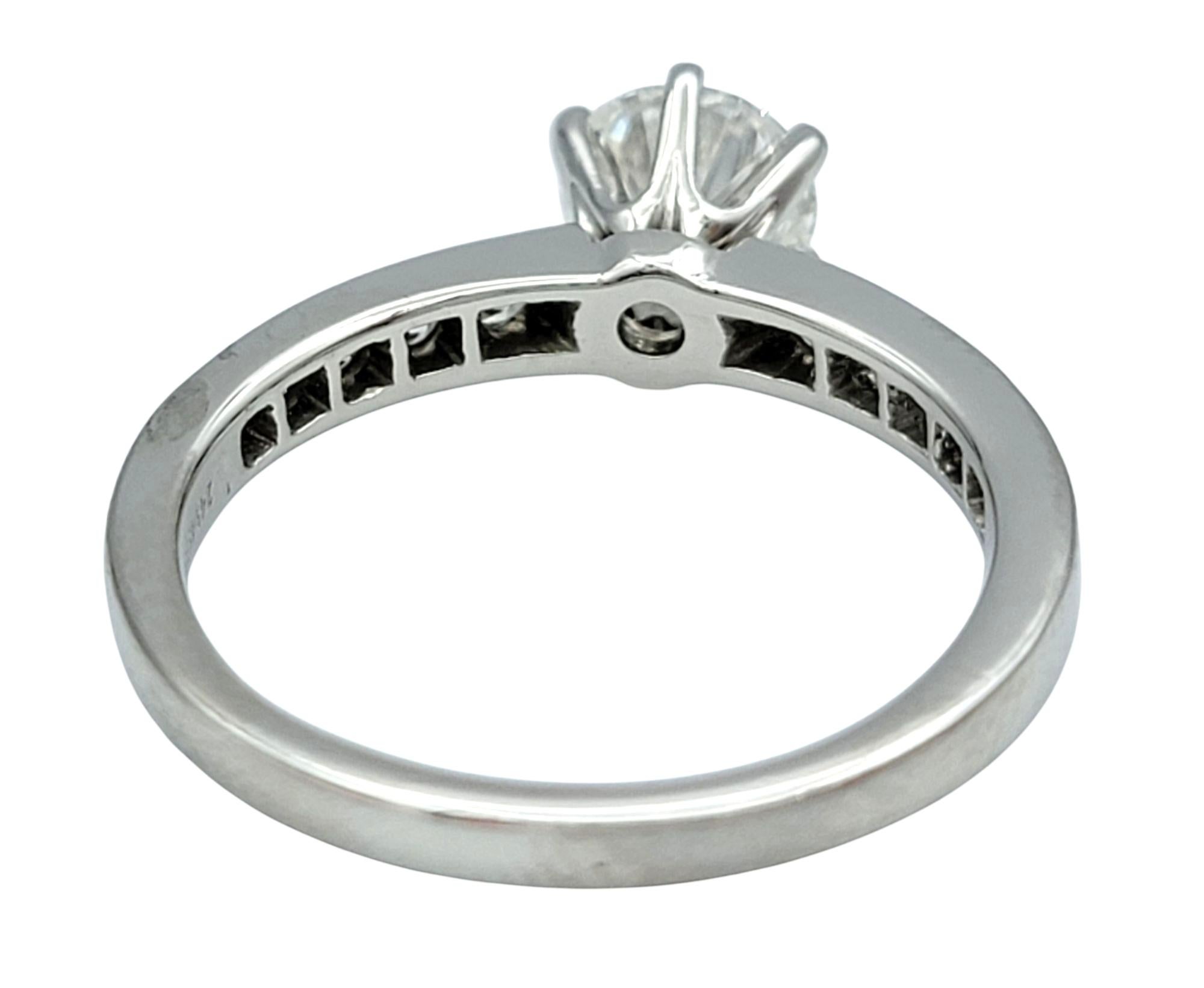 Tiffany & Co. Round Brilliant Cut Diamond Engagement Ring in Polished Platinum In Good Condition For Sale In Scottsdale, AZ