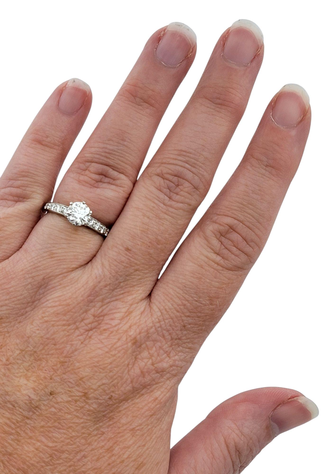 Tiffany & Co. Round Brilliant Cut Diamond Engagement Ring in Polished Platinum For Sale 2