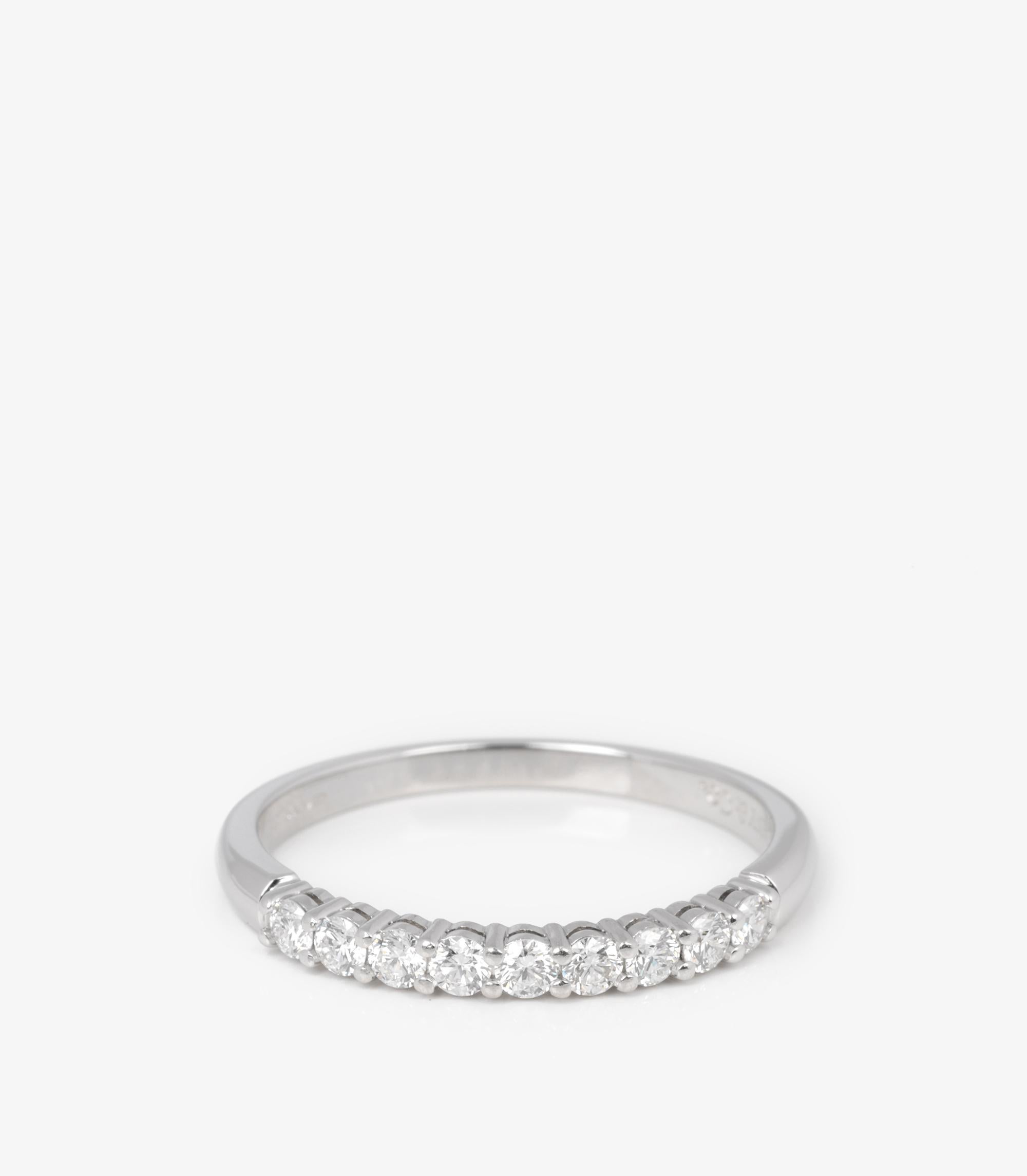 Tiffany & Co. Round Brilliant Cut Diamond Forever Half Eternity Ring

Brand- Tiffany & Co.
Model- Half Eternity Ring
Product Type- Ring
Material(s)- Platinum
Gemstone- Diamond
UK Ring Size- O
EU Ring Size- 55
US Ring Size- 7 1/4
Resizing Possible-