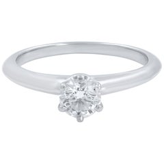 Tiffany & Co. Round Brilliant Cut Diamond Platinum Engagement Ring 0.42 Carat