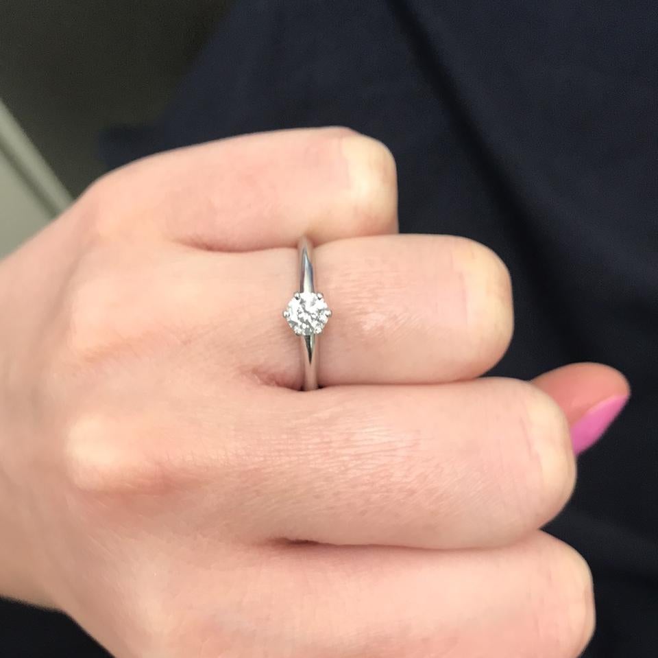 Modern Tiffany & Co. Round Brilliant Cut Diamond Platinum Engagement Ring 0.42 Carat
