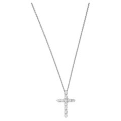 Tiffany & Co. Pendentif petite croix en platine avec diamant taille ronde et brillante