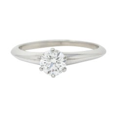 Vintage Tiffany & Co. Round Brilliant Cut Diamond Platinum Solitaire Engagement Ring