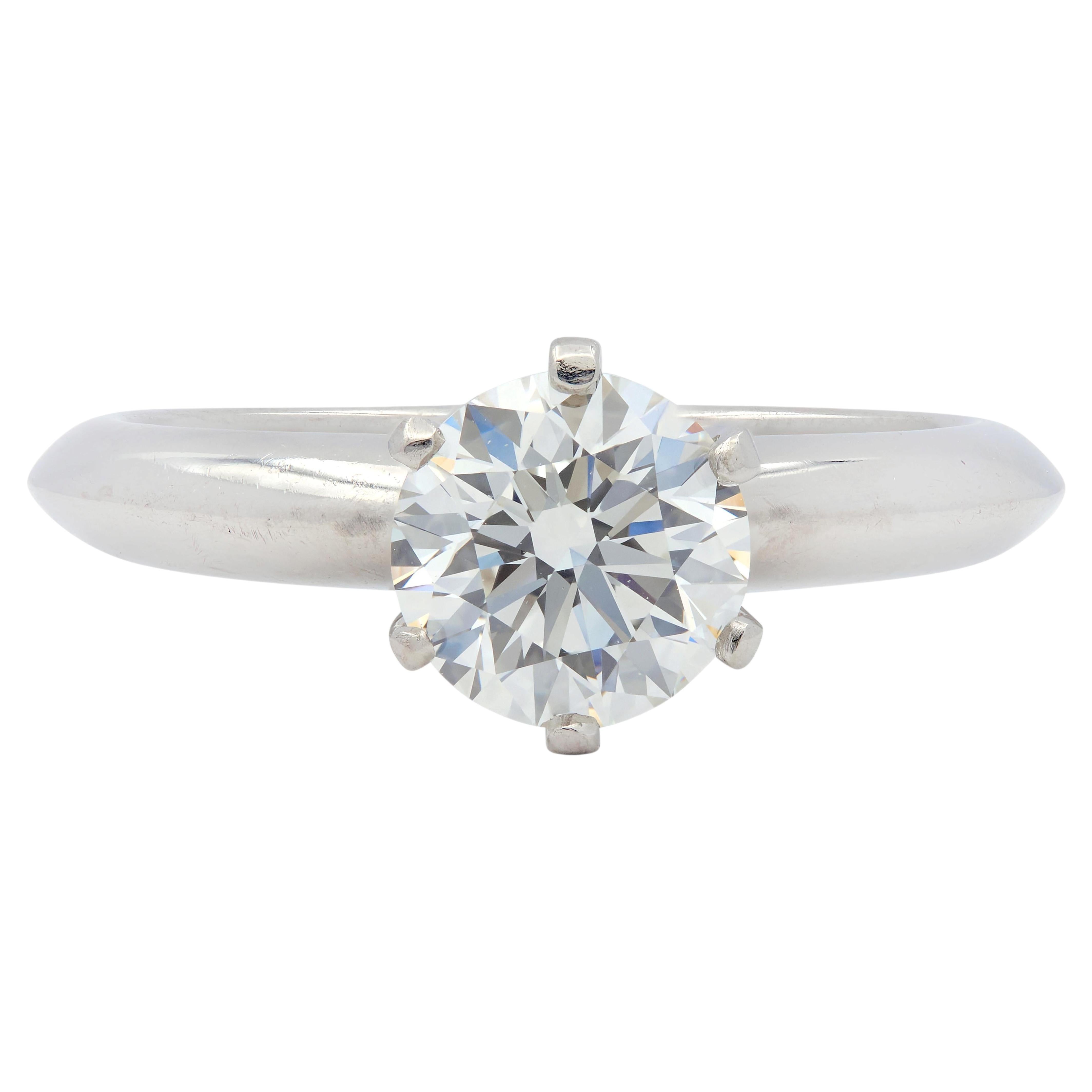 Tiffany & Co. Round Brilliant Cut Diamond Platinum Solitaire Engagement Ring GIA