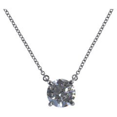 Tiffany & Co. Round Brilliant Cut Diamond & Platinum Solitaire Pendant Necklace