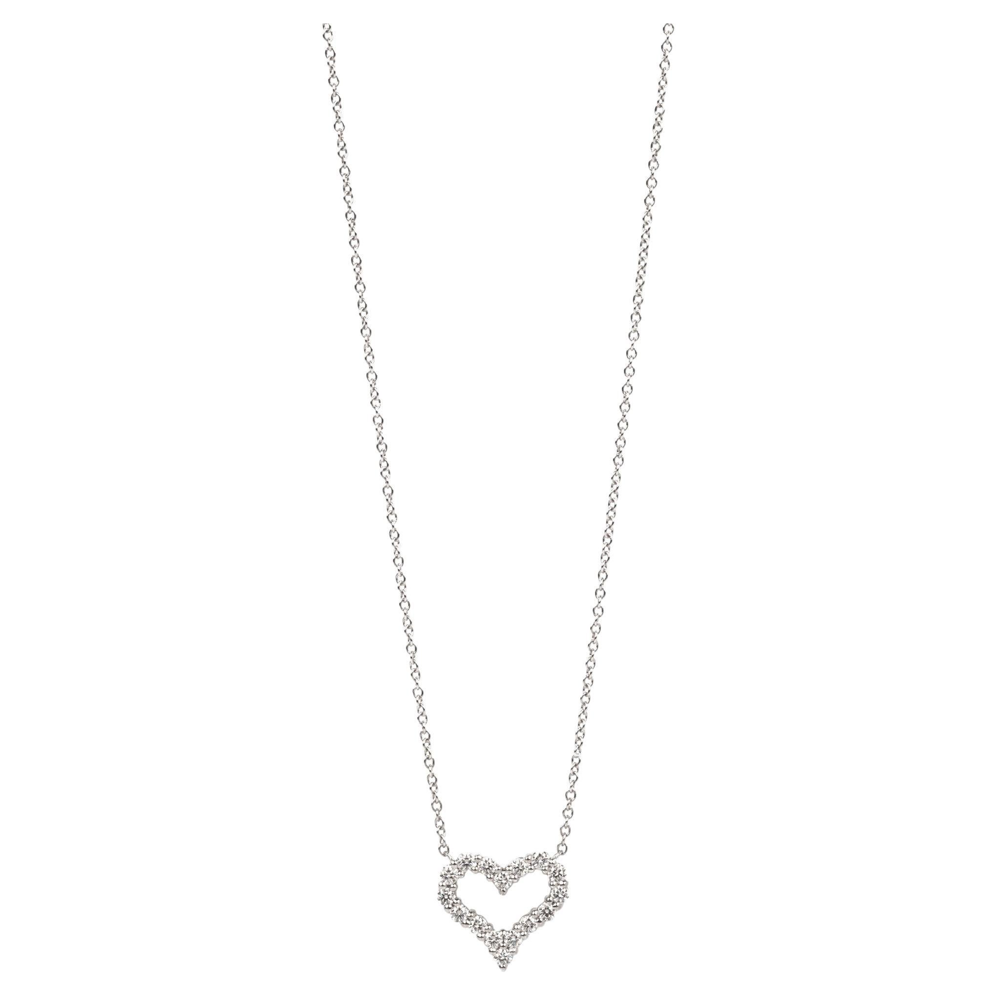 Tiffany & Co. Round Brilliant Cut Diamond Platinum Tiffany Hearts Mini Pendant For Sale