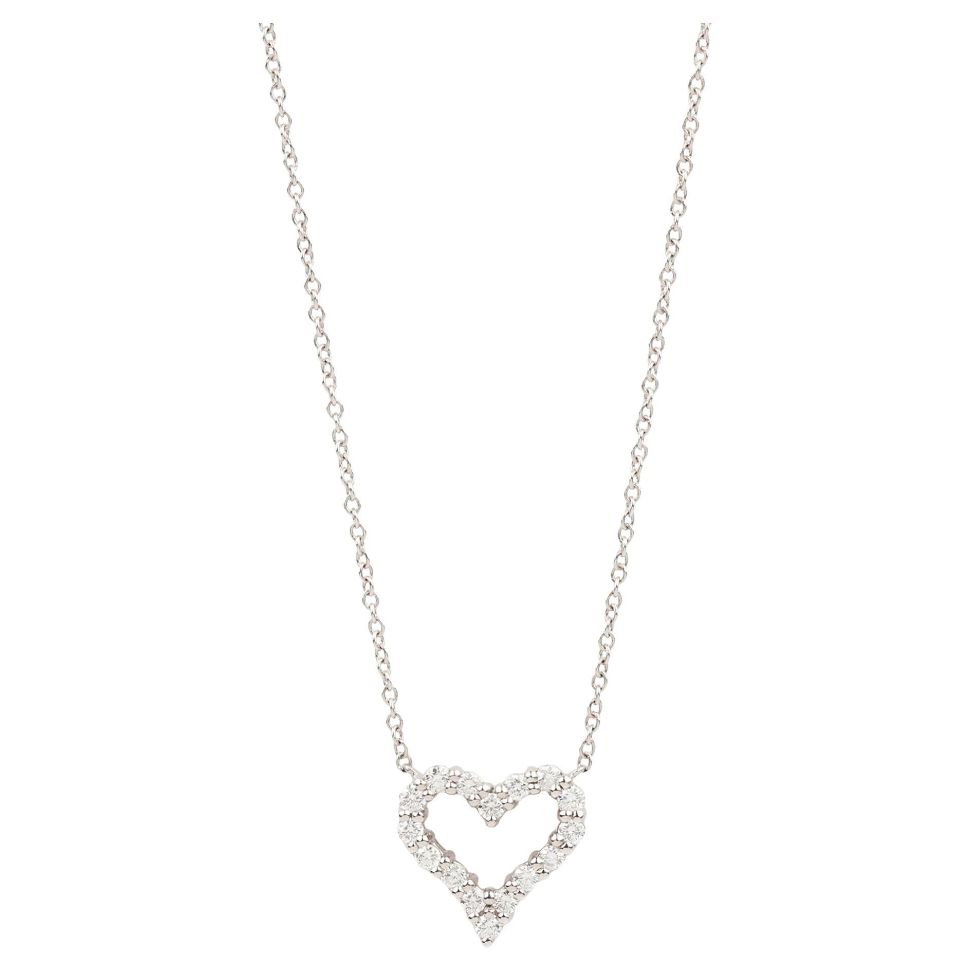 Tiffany 
Co. Round Brilliant Cut Diamond Platinum Tiffany Hearts Mini Pendant For Sale