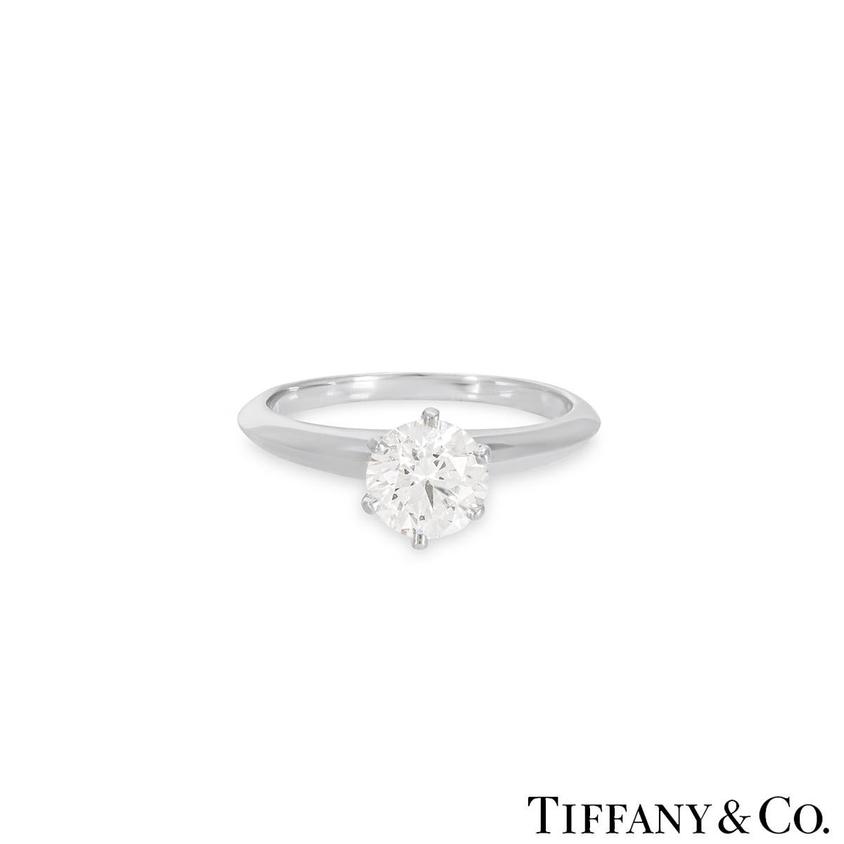Taille ronde Tiffany & Co. Bague en diamant à taille ronde et brillante 1,14 carat certifiée GIA en vente