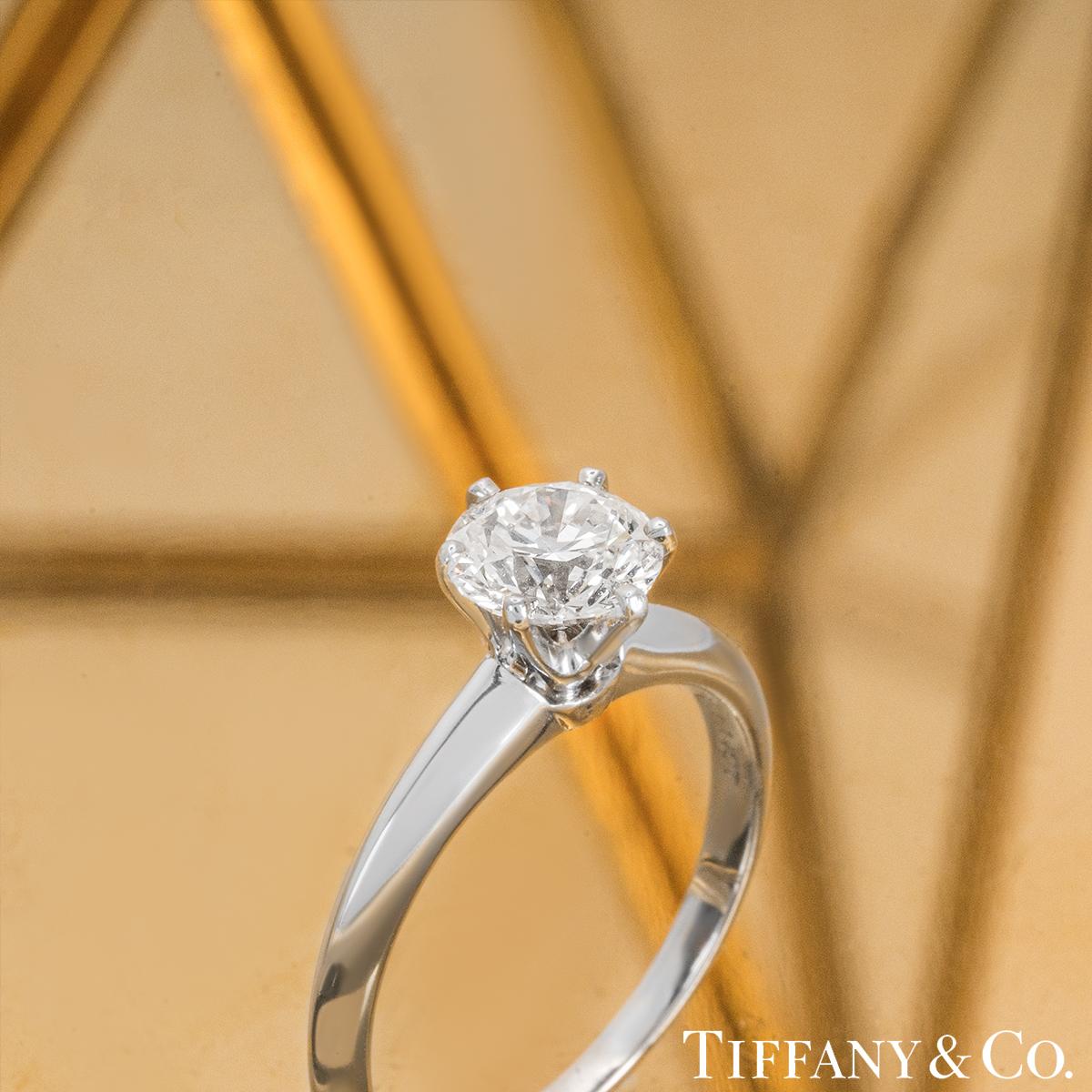 Tiffany & Co. Bague en diamant à taille ronde et brillante 1,14 carat certifiée GIA en vente 2