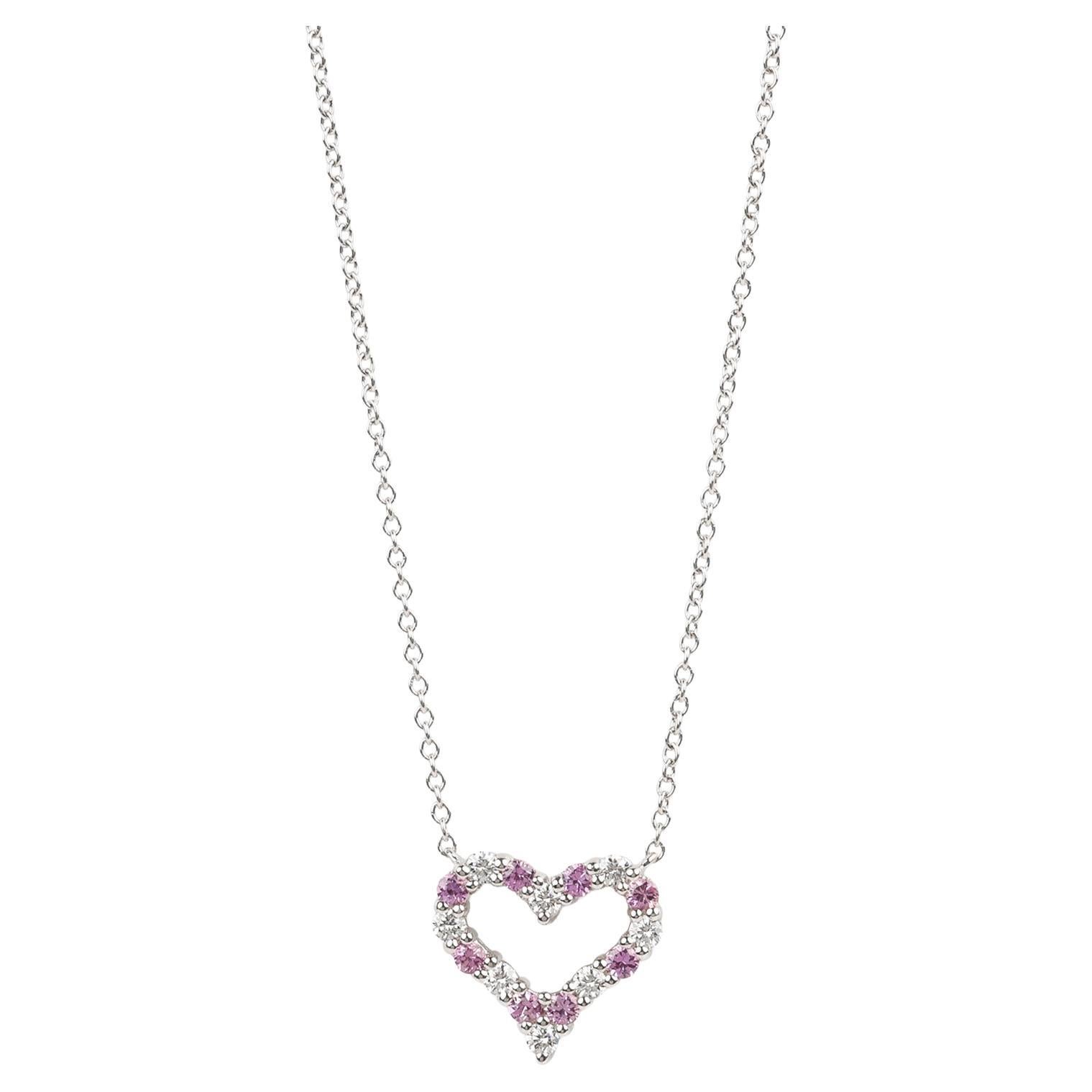Tiffany 
Co. Diamant et saphir à taille ronde et brillante en platine Tiffany Hearts Min en vente